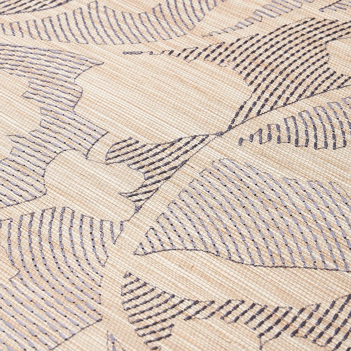 Kantha Embroidered Flower Sisal in Carbon