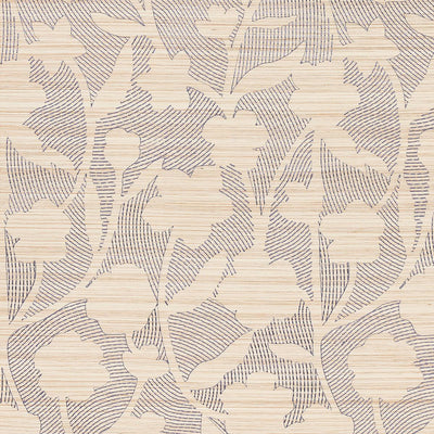 Kantha Embroidered Flower Sisal in Carbon