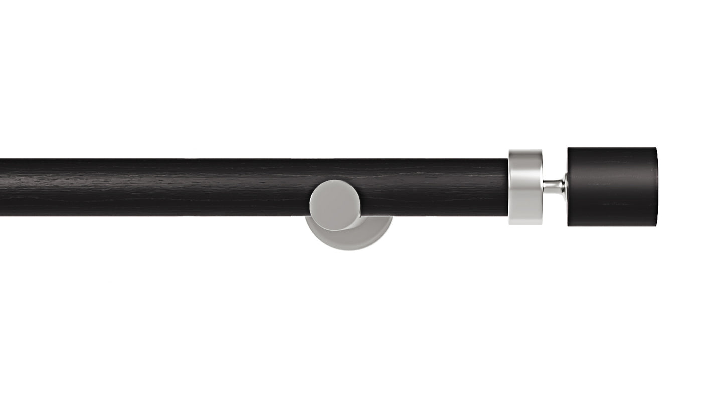 Column Drapery Set- Black & Chrome