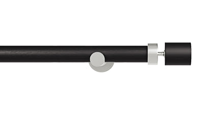 Column Drapery Set- Black &  Satin Nickel