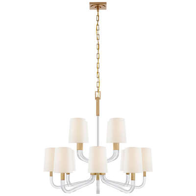 Reagan Medium Two Tier Chandelier with Linen Shades