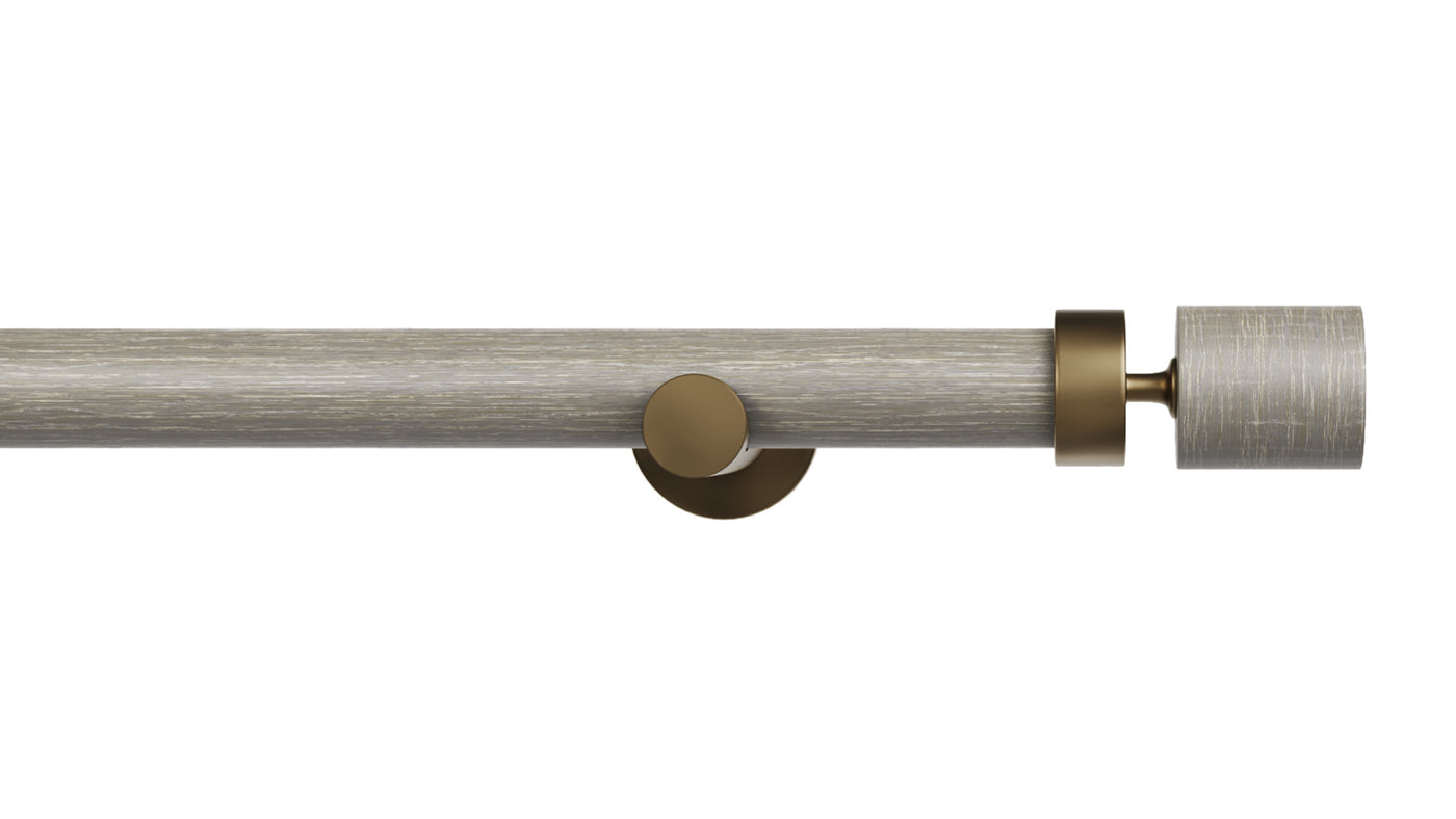 Column Drapery Set- Driftwood & Satin Bronze