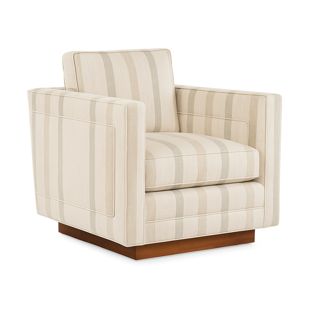 Harrison Swivel Chair in Neutral Stripe