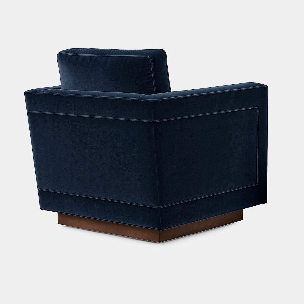 Harrison Swivel Chair in Blueberry Velvet