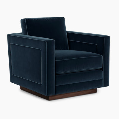 Harrison Swivel Chair in Blueberry Velvet
