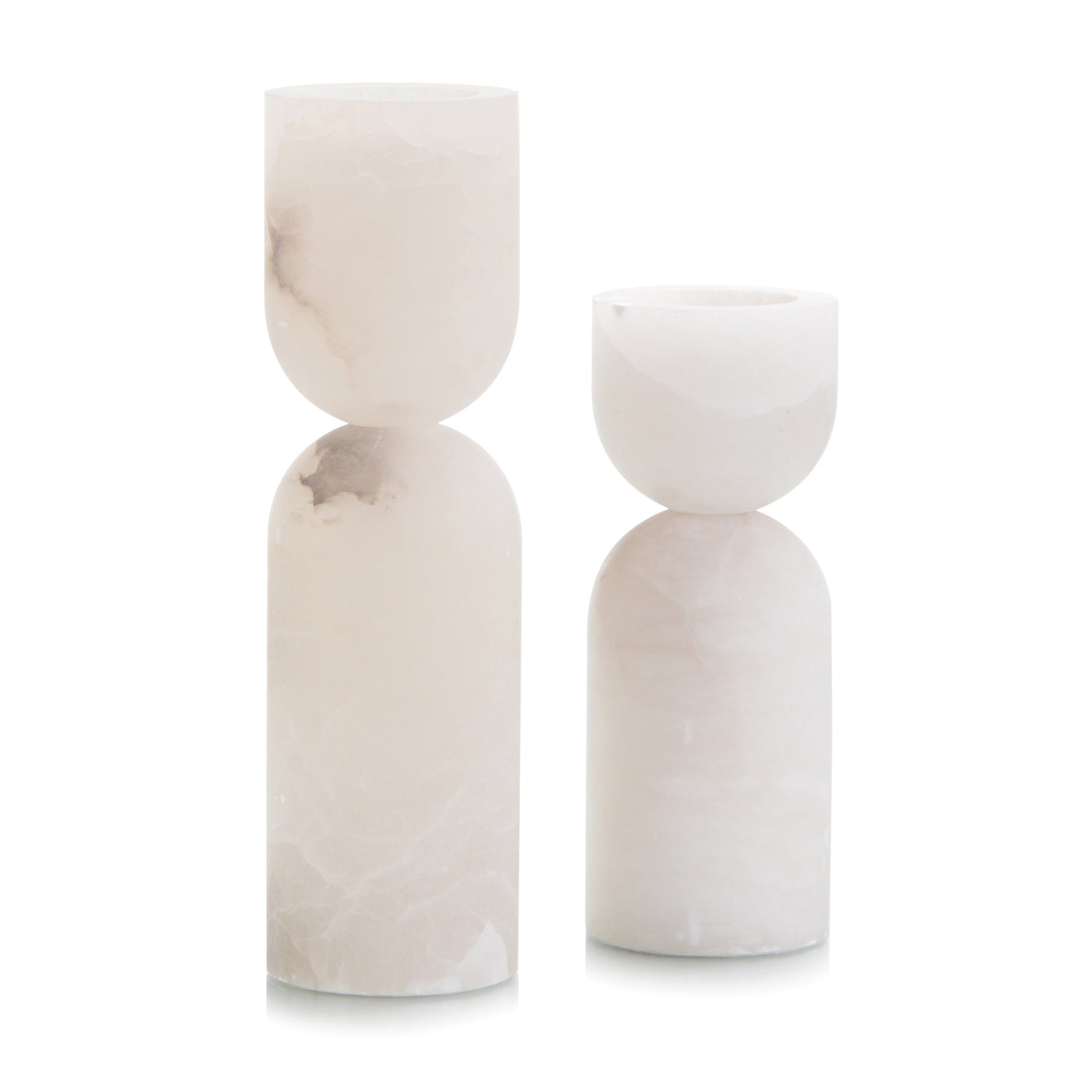 Set of Two Stone /Alabaster Candle Holders