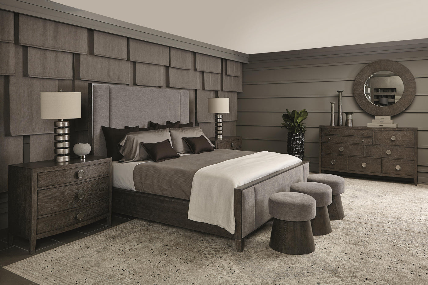 Lidia Panel Bed in Charcoal