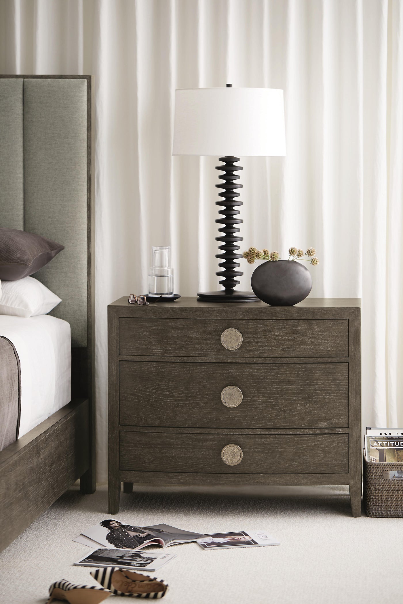 Lidia Bedside Chest in Charcoal
