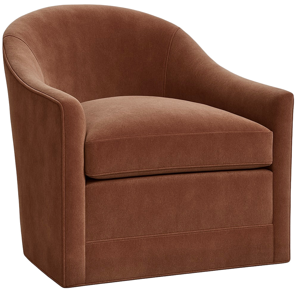 Merrin Tub Swivel Chair in Cacao Mohair