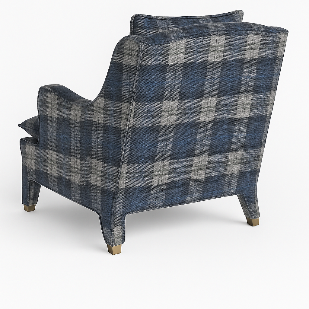 Sophie Lounge Chair in Blue Plaid
