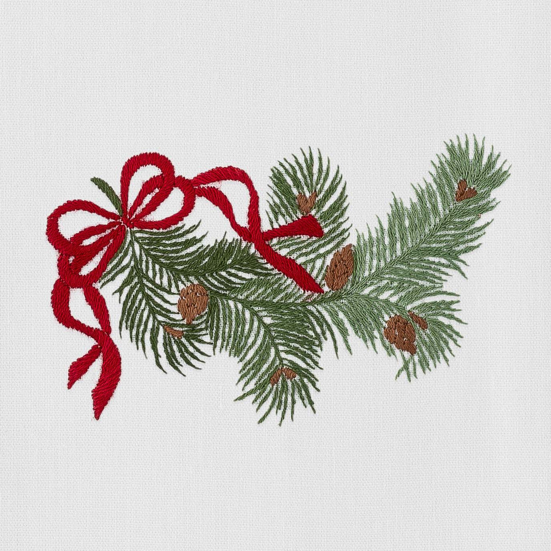 Pine Bough Ribbon Hand Towels, Set of Two
