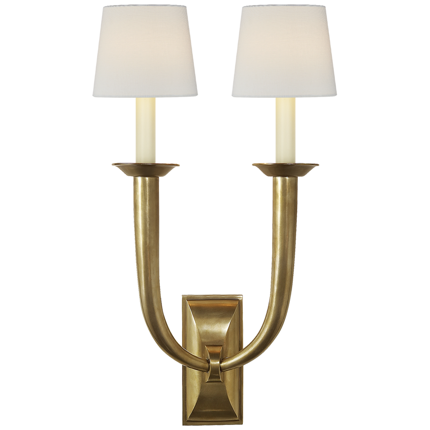 French Deco Horn Double Sconce