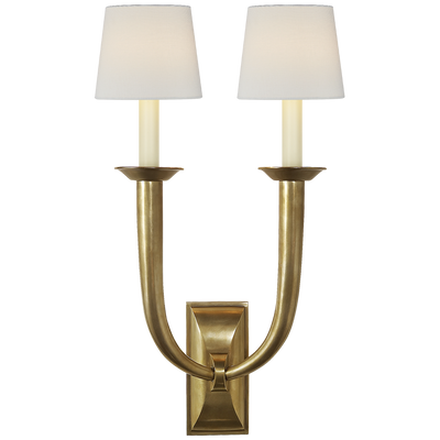French Deco Horn Double Sconce